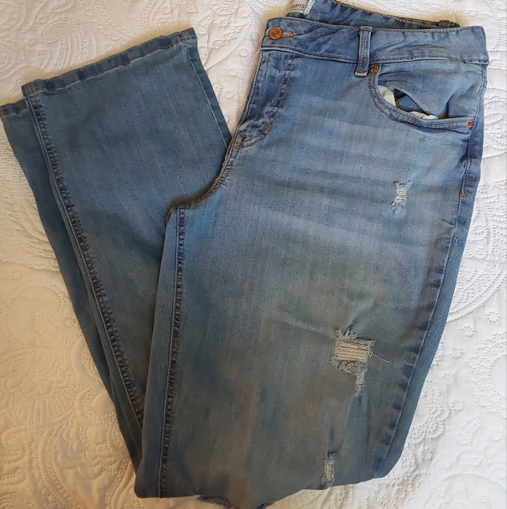Maurices Light Wash Slim Boot Distressed Jean 16w